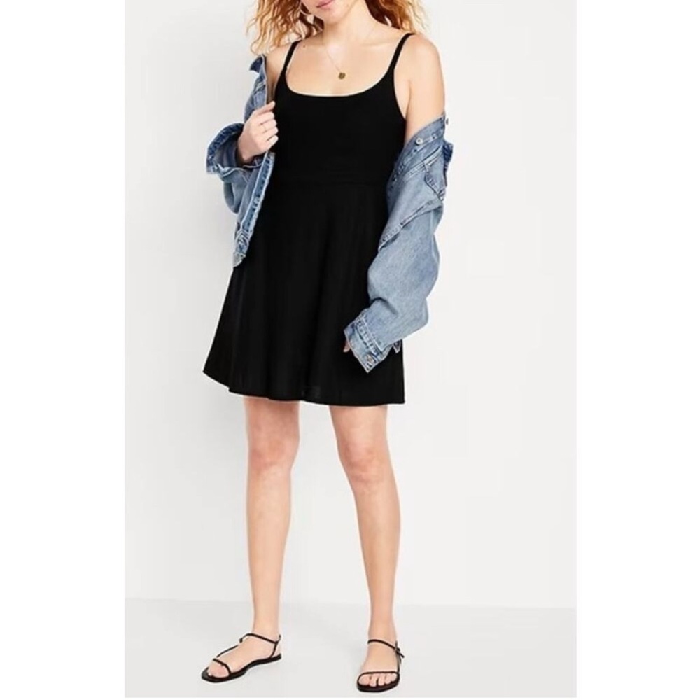 NWT Old Navy Linen Blend Black Cami Mini Dress